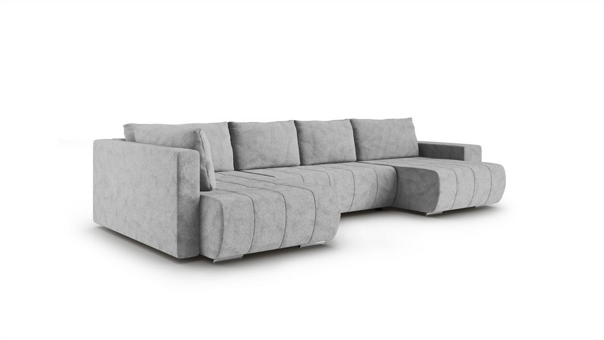 WOHNLANDSCHAFT Armanda - Grau, Holzwerkstoff/Textil (392/83/185cm) - Fun Möbel