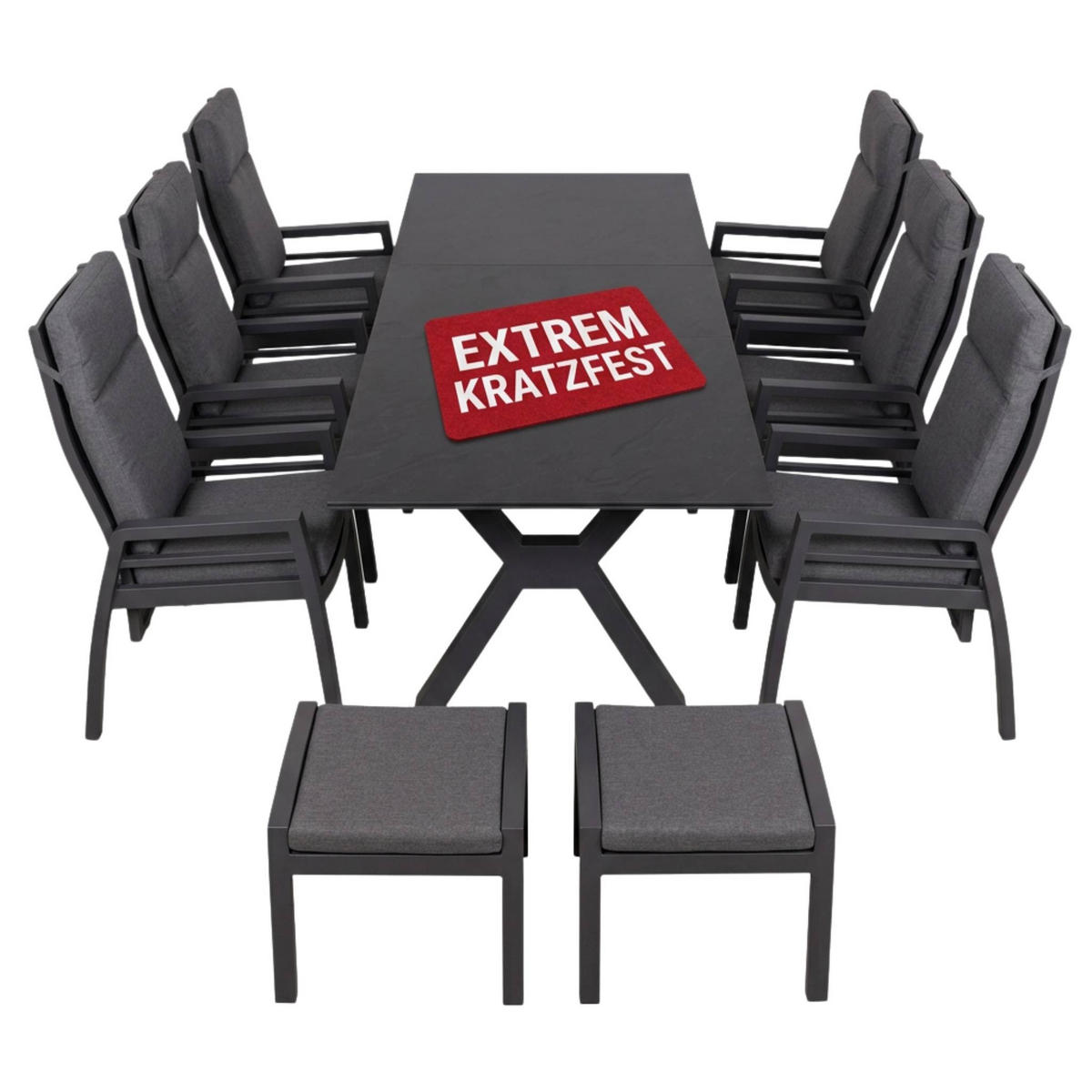 GARTENMÖBEL-SET Merida und Granada - Grau, Metall - Mr. Deko