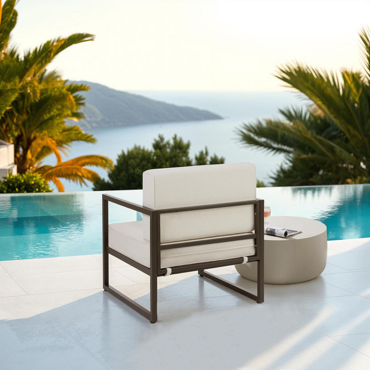 GARTEN-LOUNGESESSEL Comosa,74 x 78 x 85 cm,braun/beige - Beige/Braun, Textil (74/85/78cm) - tectake