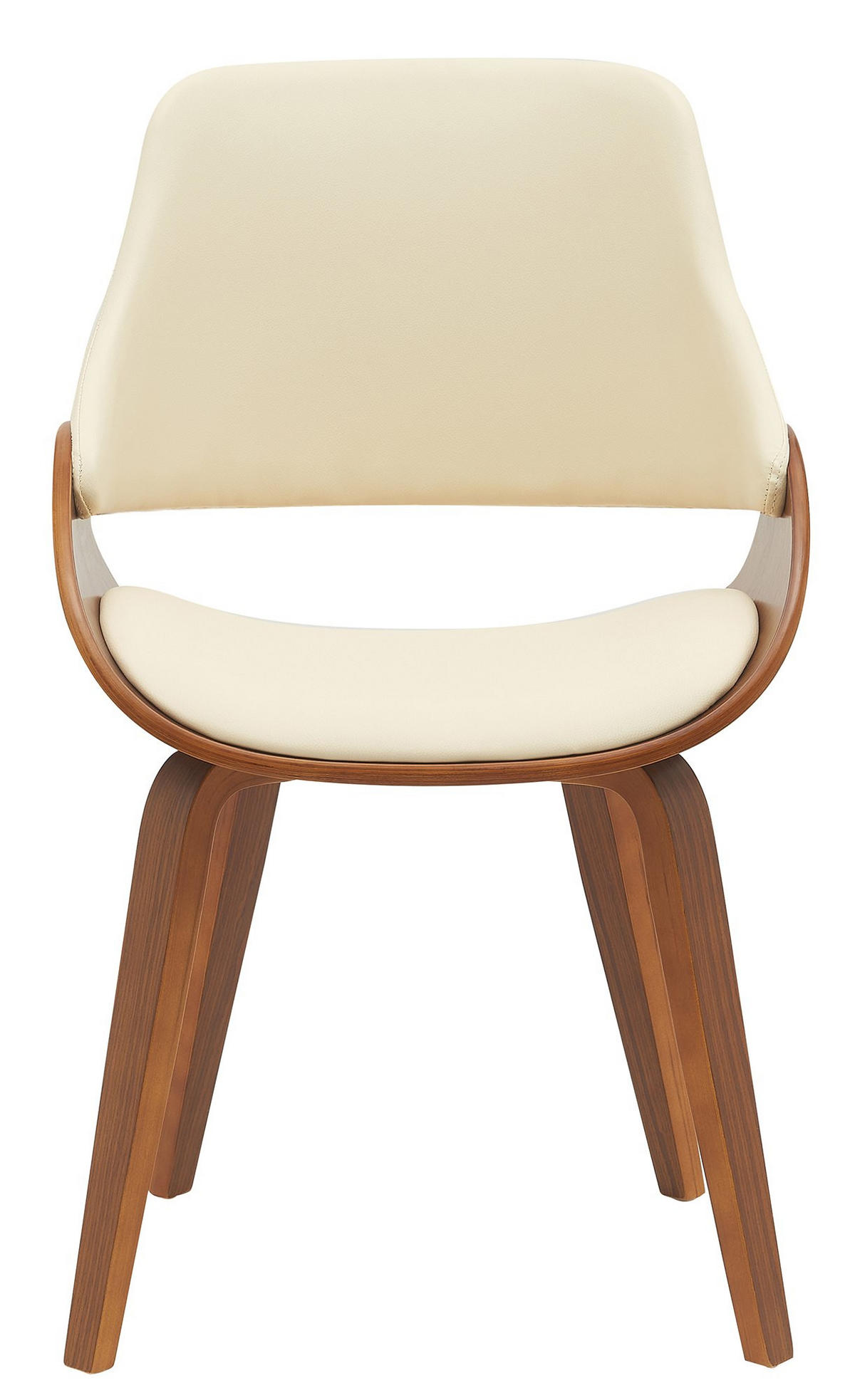 ESSZIMMERSTUHL 2er Set Lederlook Walnuss/Creme - Walnussfarben/Creme, Holz/Textil (52/86/54cm) - CLP