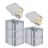 EUROBOX 5x Nextgen Economy Mit Scharnierdeckel Grau/Gelb Griffe Geschlossen 20 Liter - Gelb, Kunststoff (30/22/40cm) - PROREGAL