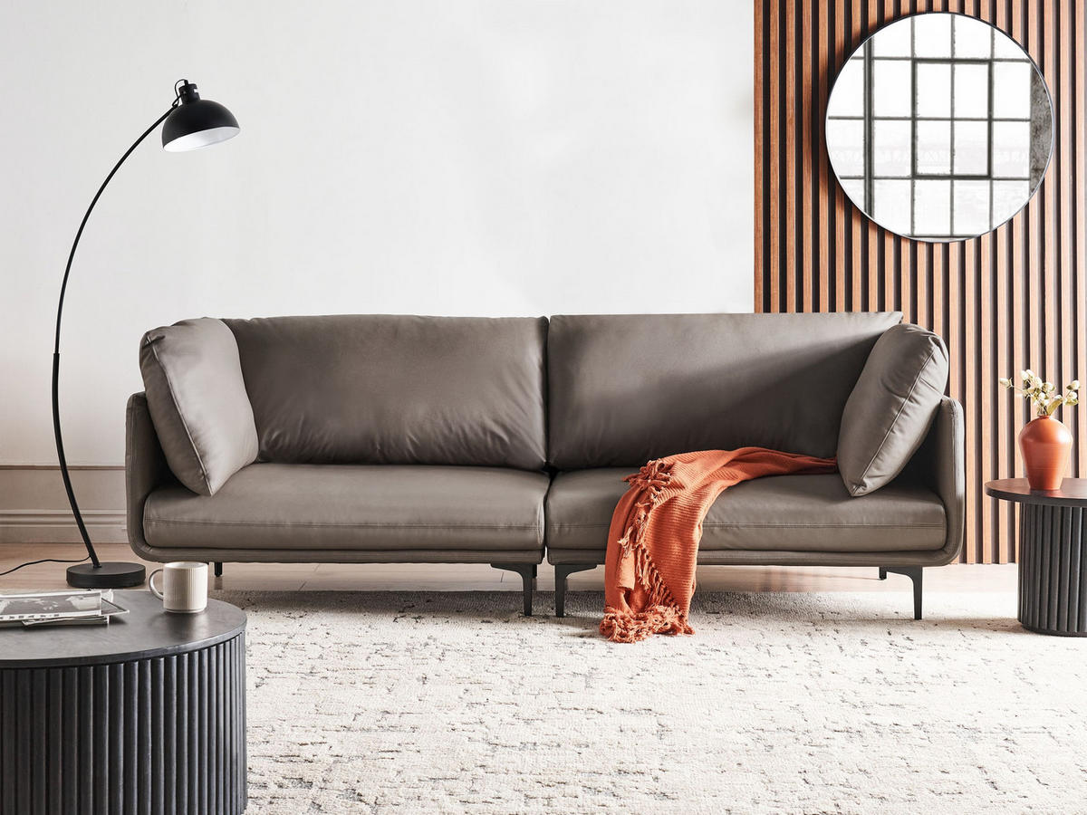POHOVKA 3-místná Látka Hnědá Revsnes - hnědá, textil (242/86/81cm) - Beliani