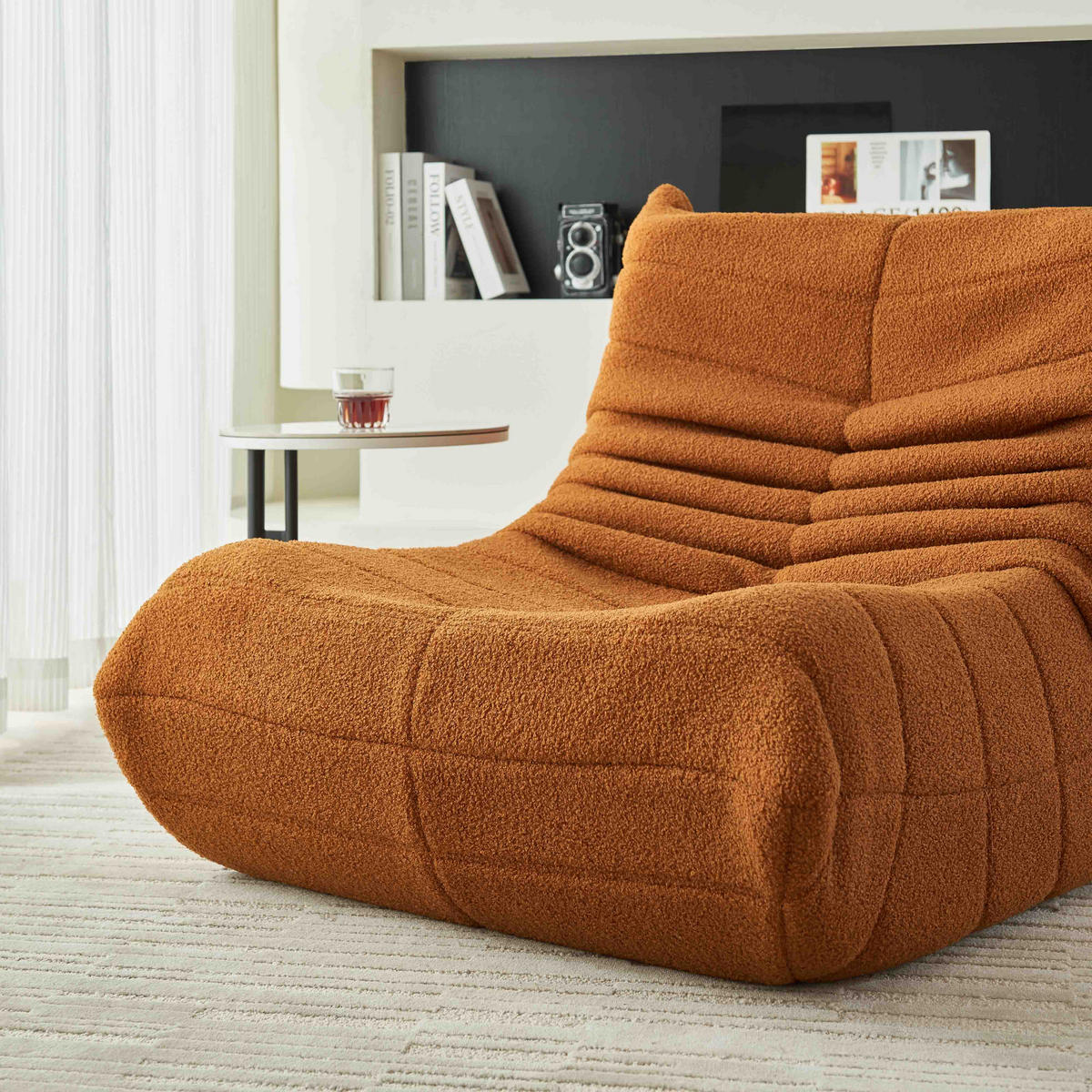 LOUNGESOFA 90/105 cm in Orange aus Teddyfleece - Orange, Textil (110/79/85cm) - BEAOK