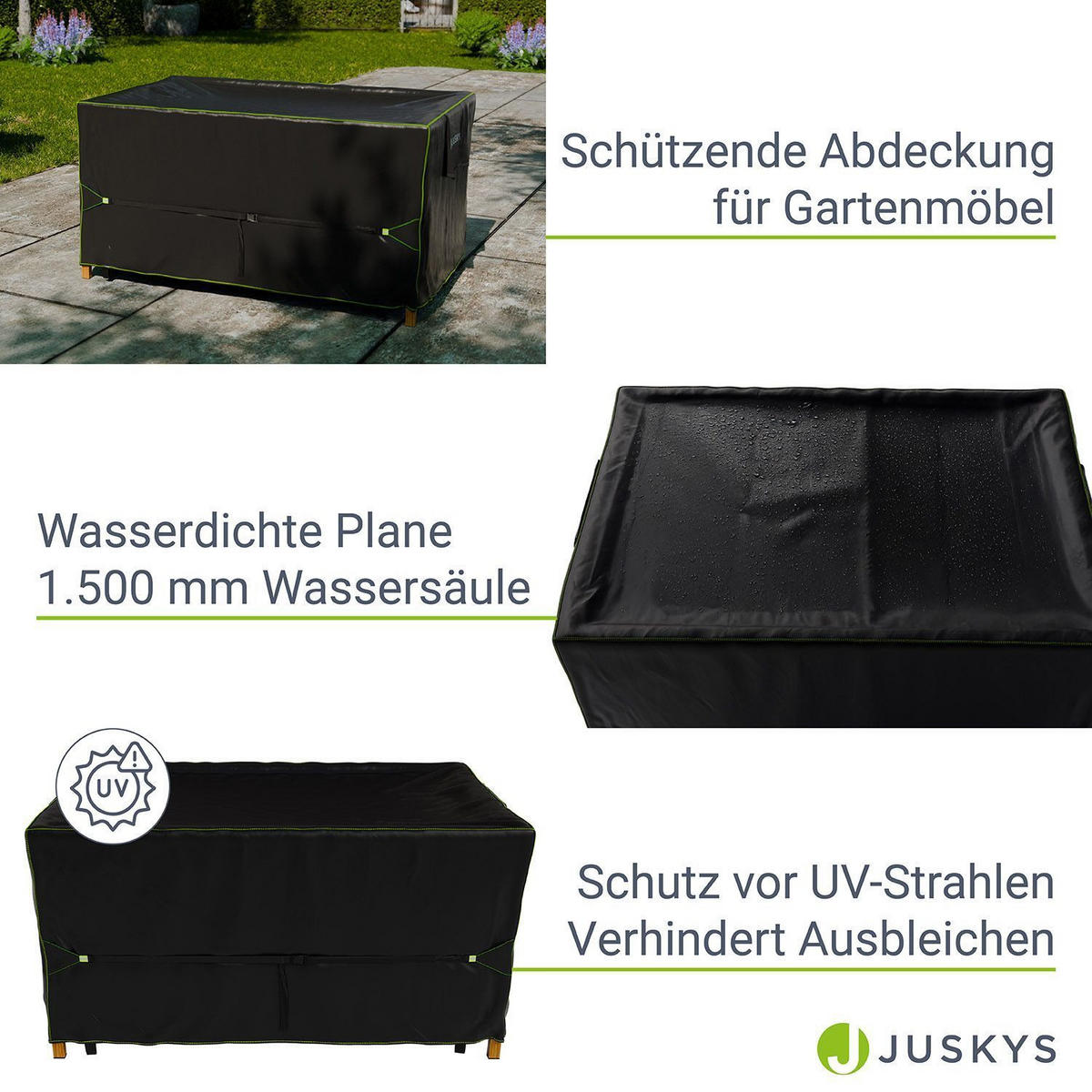 GARTENMÖBELABDECKUNG CoverSafe Pro schwarz - Schwarz, Kunststoff (95/75/170cm) - Juskys