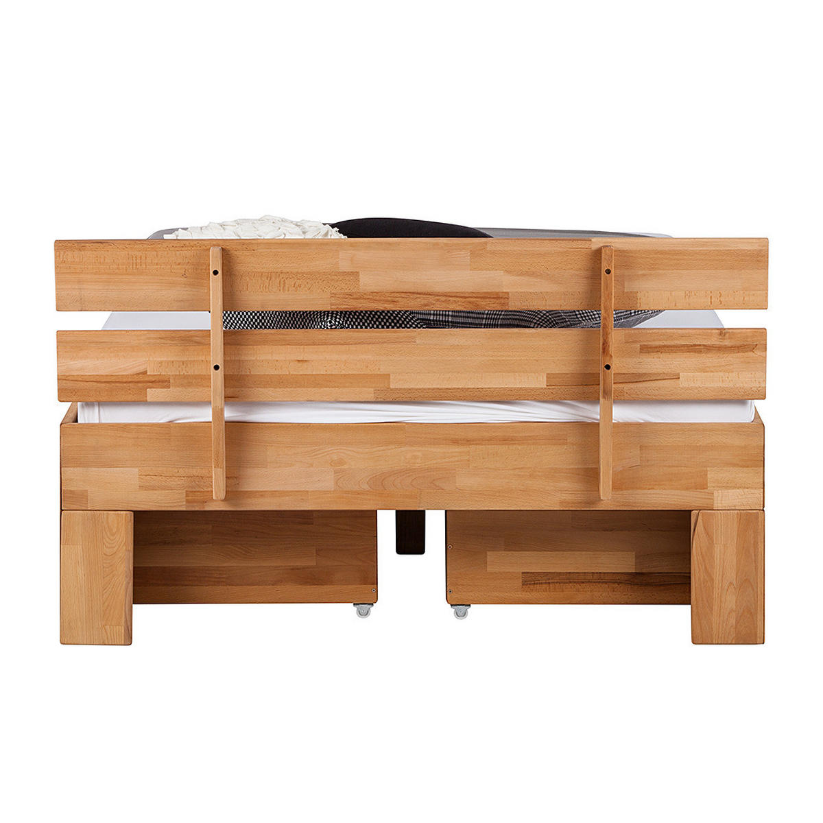 MASSIVHOLZBETT mit Bettkästen - Kernbuche massiv - Kernbuche, Holz (140/200cm) - home24