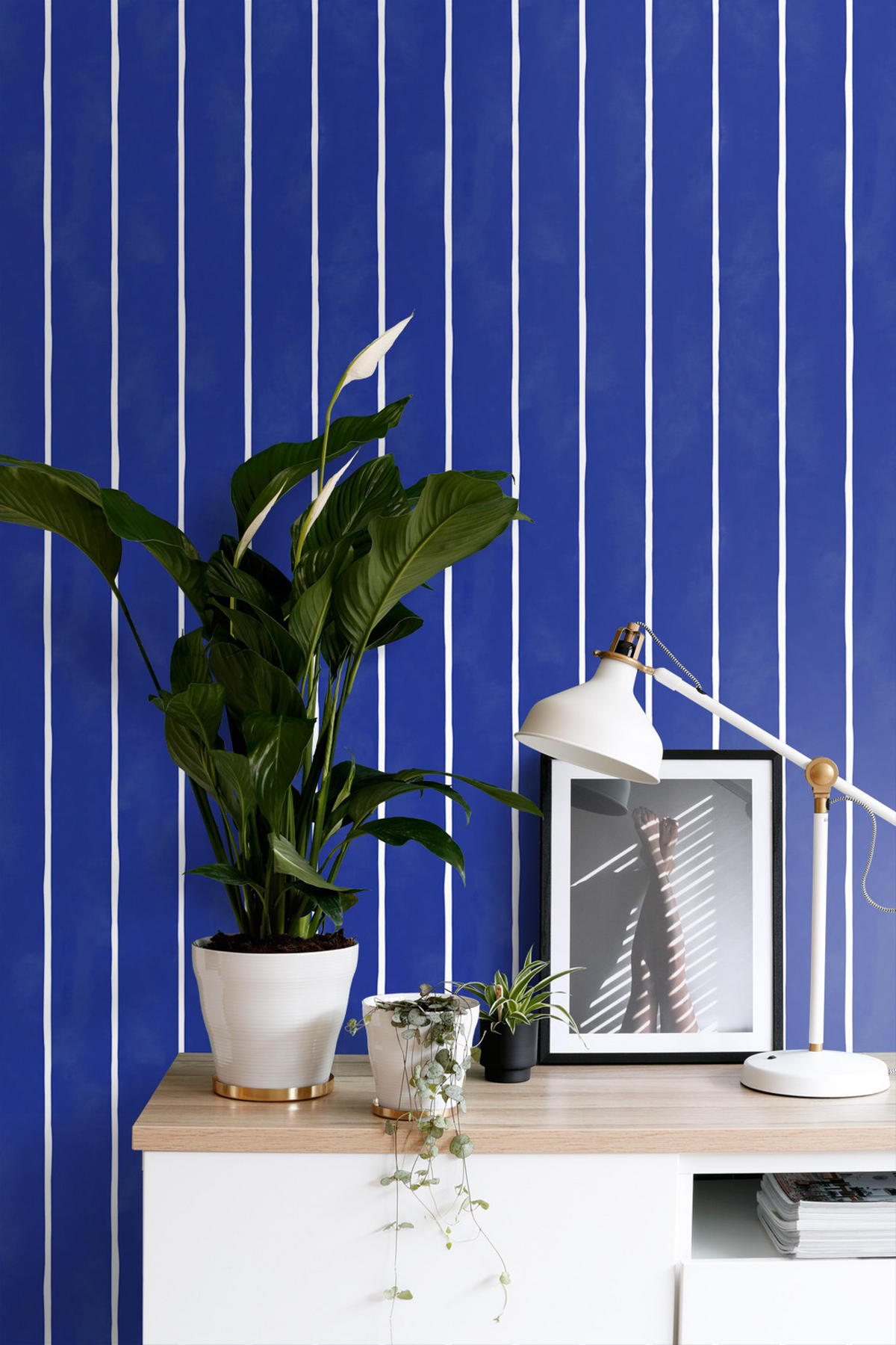 TAPETE Streifenmuster 50 x 900 cm - Blau, Papier (50/900cm) - ESTAhome