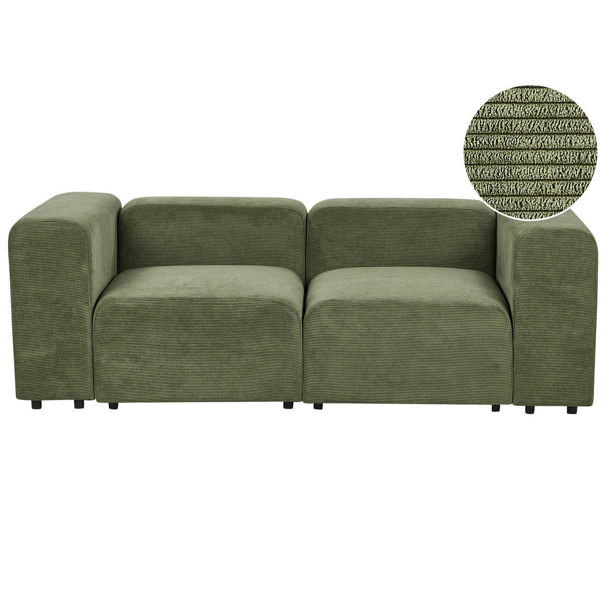 2-SITZER-SOFA Cord grün Falsterbo - Grün, Textil (204/70/105cm) - Beliani
