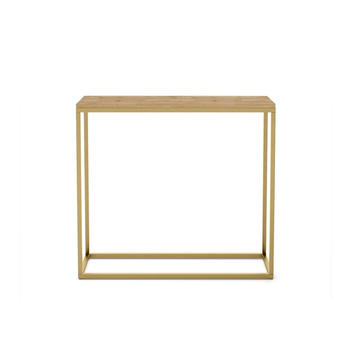 KONSOLENTISCH Well 80 Eiche Wotan, Goldene Beine - Eiche Wotan/Goldfarben, Holzwerkstoff/Metall (25/80/80cm) - Bettso