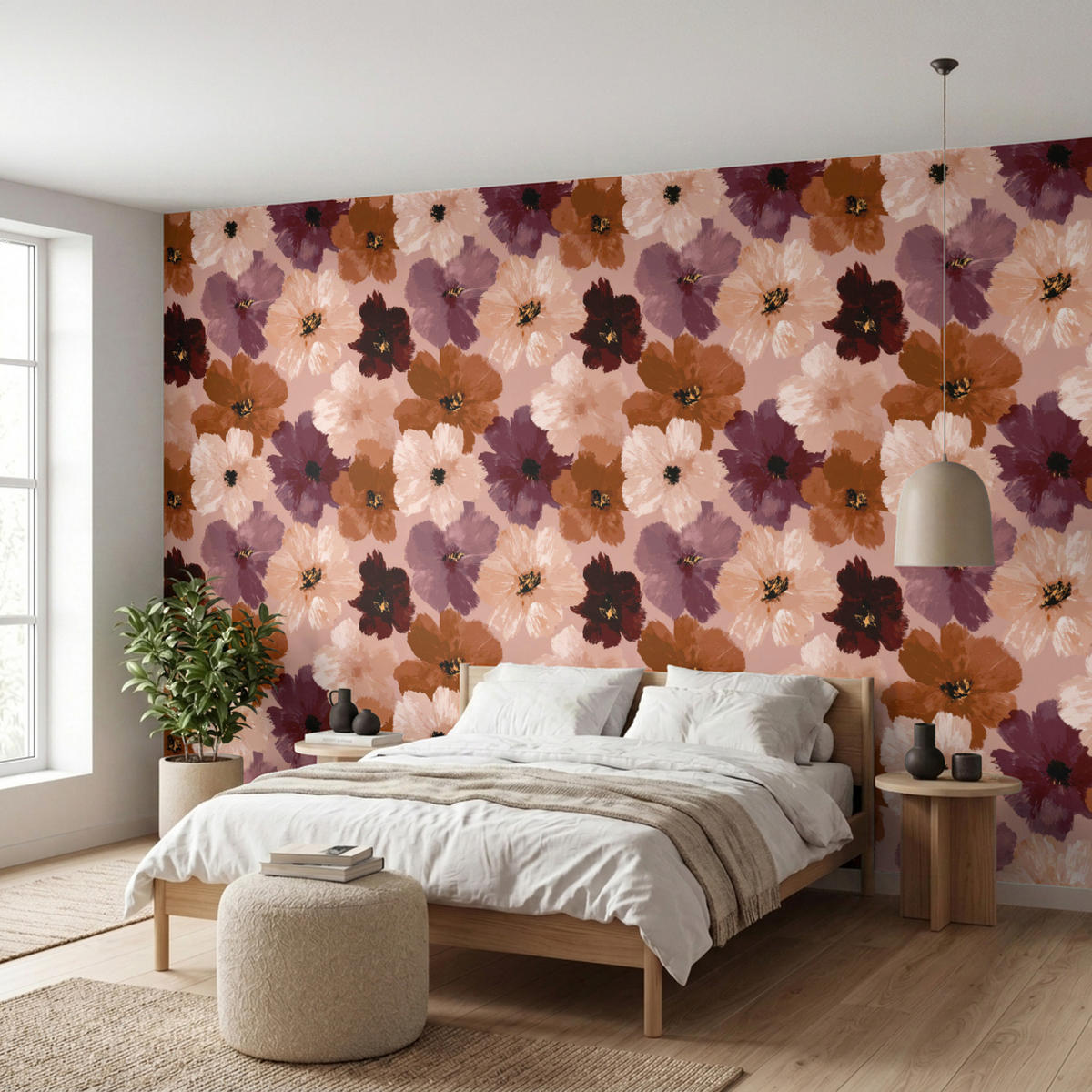TAPETE - Blumen - Abstrakt - Erdtöne - 500x280 cm - Multicolor, Papier (500/280cm) - OnlyWow
