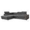 ECKSOFA VELISS Grau Kordstoff mit Schlaffunktion - Dunkelgrau, Holz (255/193cm) - MASSENO