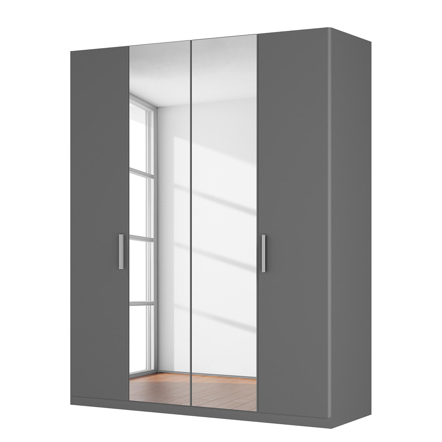 DREHTÜRENSCHRANK - Graphitfarben, Holzwerkstoff (181/222/60cm) - home24