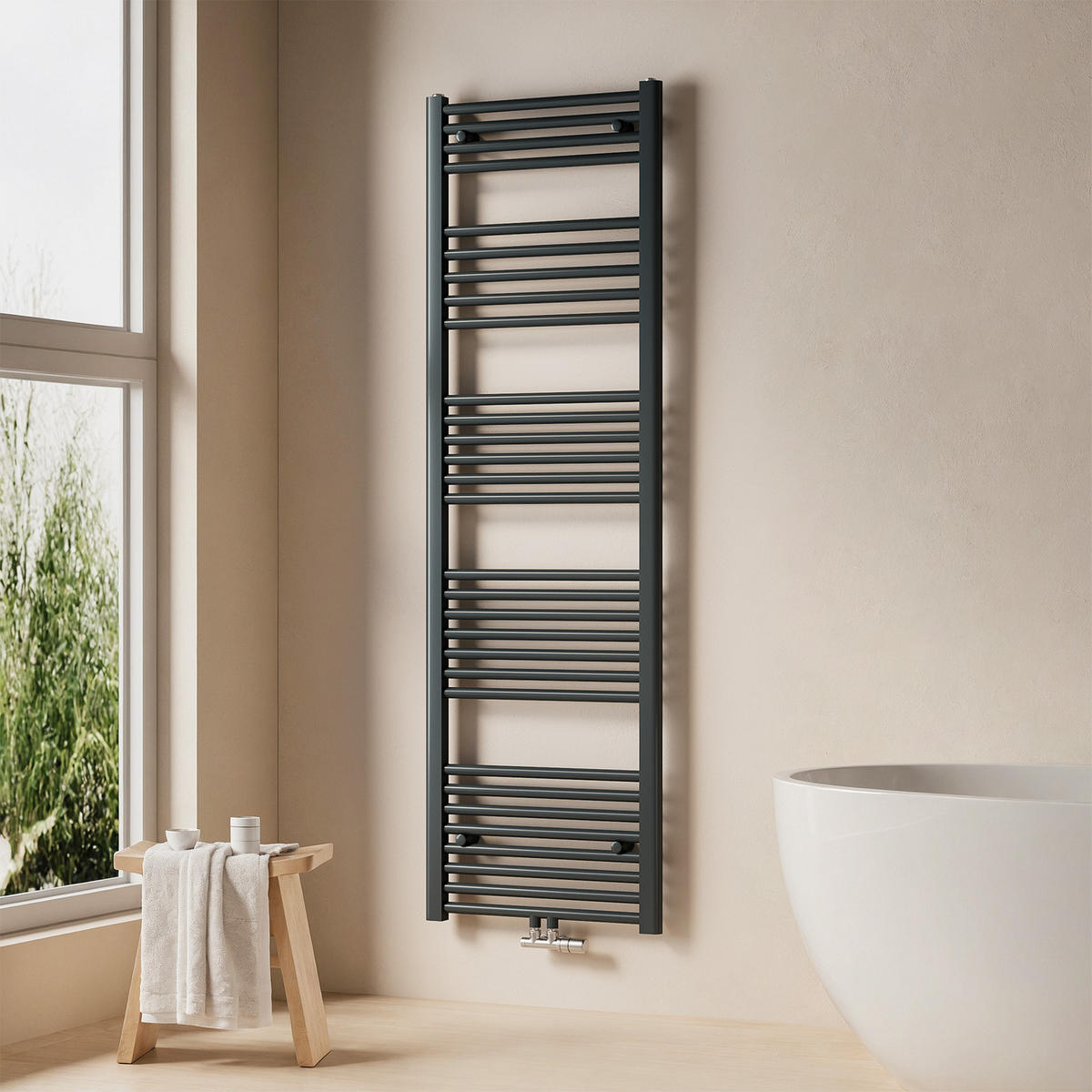 HEIZKÖRPER Handtuchheizkörper wasserführend 160/50/3 cm - Anthrazit, Metall (50/160/3cm) - EMKE