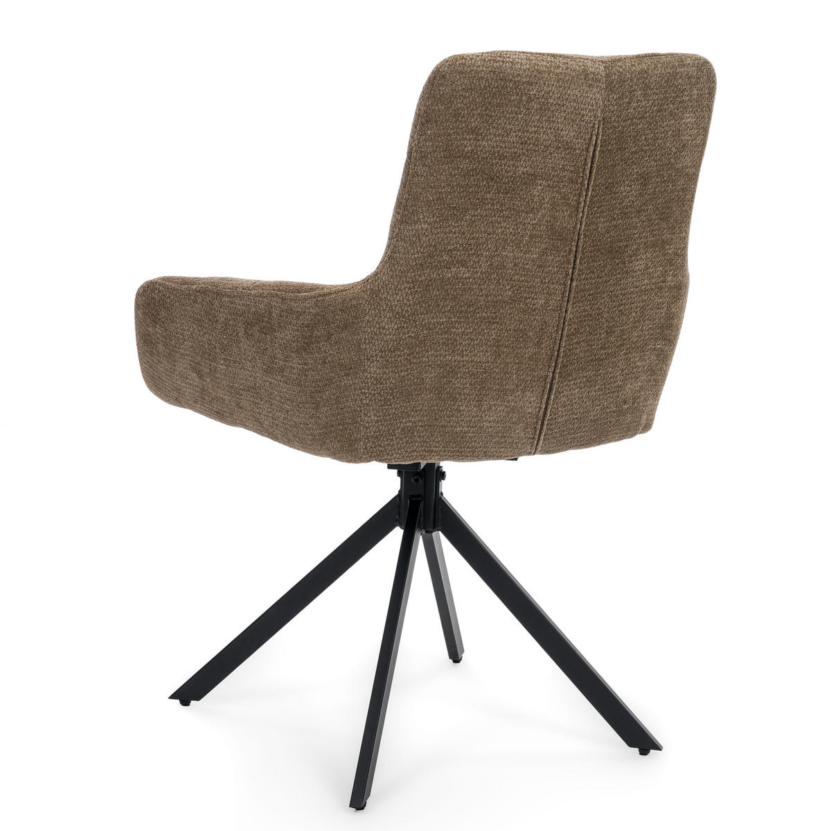 STUHL FUNO drehbar gepolsterter mit Steppung - braun - Chenille - Schwarz/Braun, Textil/Metall (58/87/60cm) - NEW HOME