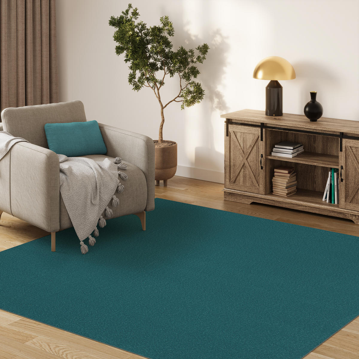 TEPPICH MONO SQUARE Blau 200/200 cm - Blau, Kunststoff (200/200cm) - Tapiso