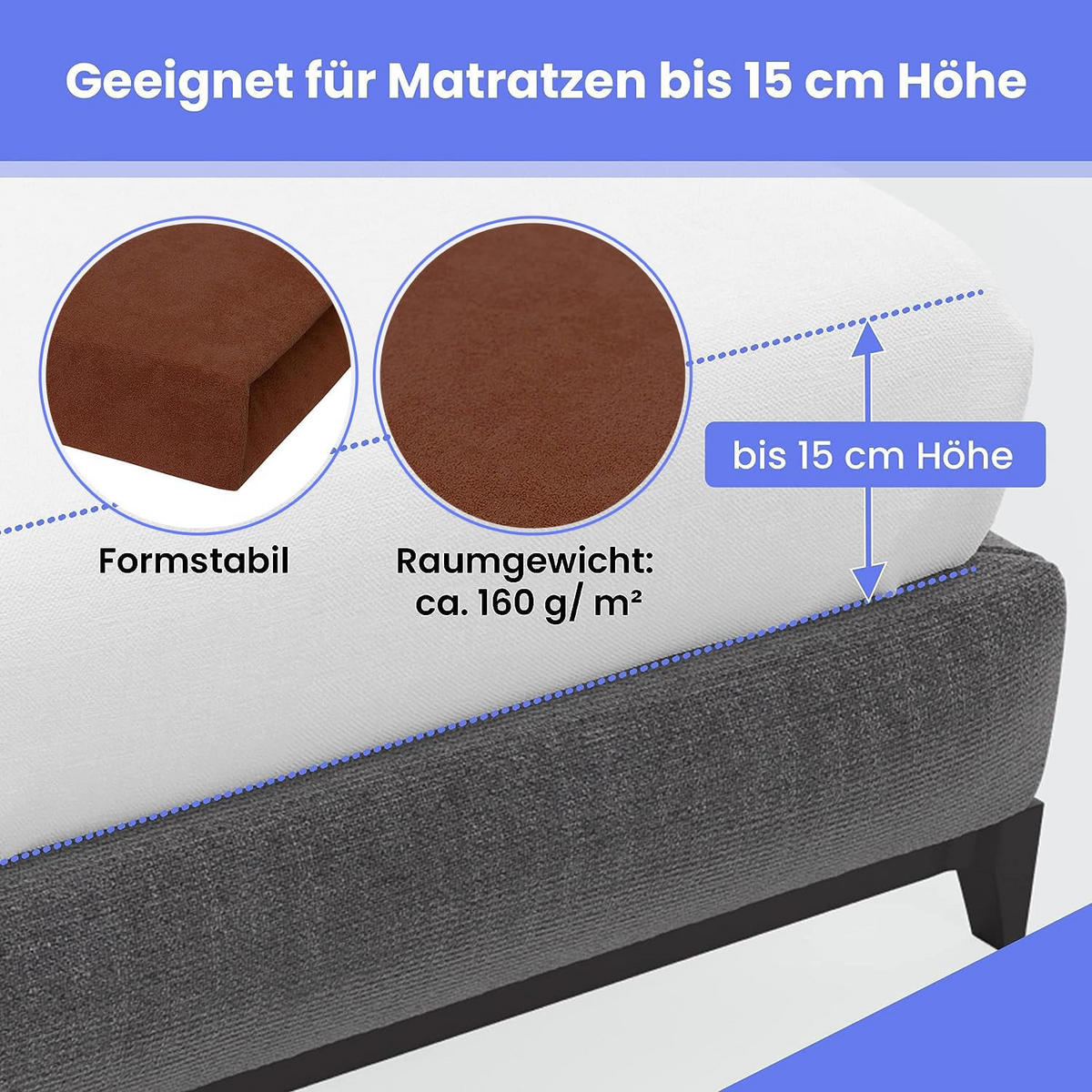 SPANNBETTLAKEN 160/200 cm, Frottee Elastisch 100 % Baumwolle Schokoladenbraun - Dunkelbraun, Textil (160/200cm) - Best For Home