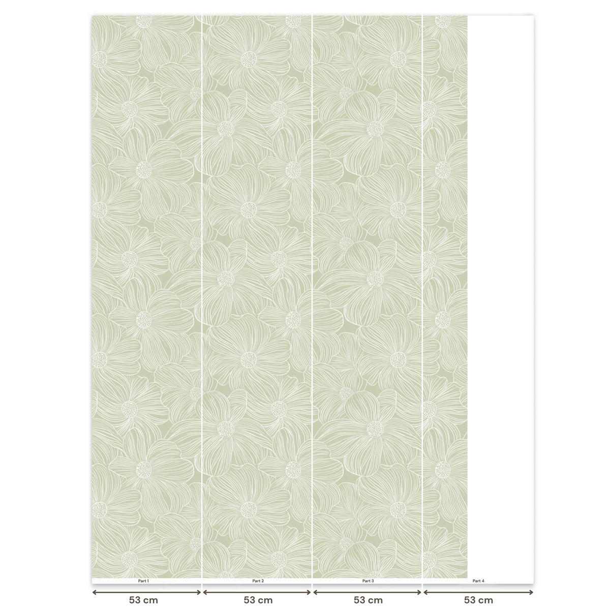 TAPETE - Gelassenheit - Blumen - Grün - 180x280 cm - Salbeigrün, Papier (180/280cm) - OnlyWow