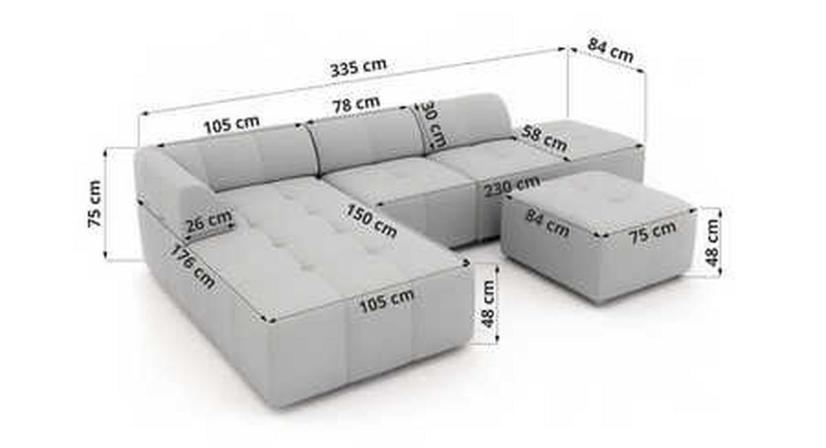 ECKSOFA GRIDA 4M L Beige Cord - Rechts - Beige/Creme, Kunststoff/Textil (176/335cm) - MKS