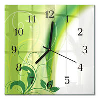 WANDUHR 30x30 cm - Blumenmuster - Grün, Glas (30/30/0.4cm) - TULUP