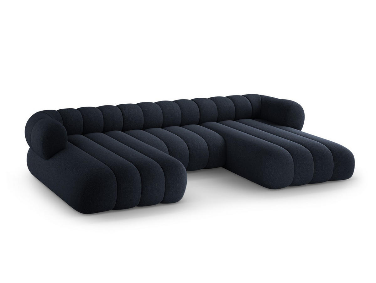 PANORAMASOFA Koge aus Chenille-Stoff marineblau 6 Sitzplätze - Blau, Textil (165/70/348cm) - Cosmopolitan Design
