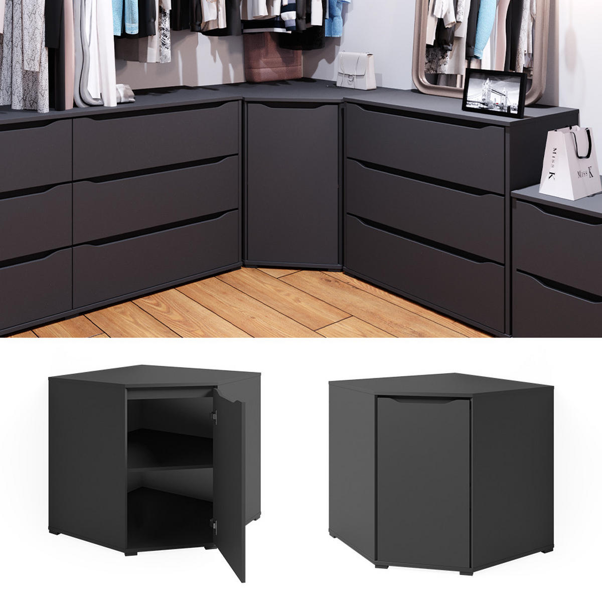 KREDENC Ruben Antracit - antracitová, kompozitní dřevo (78/76.6/78cm) - Vicco