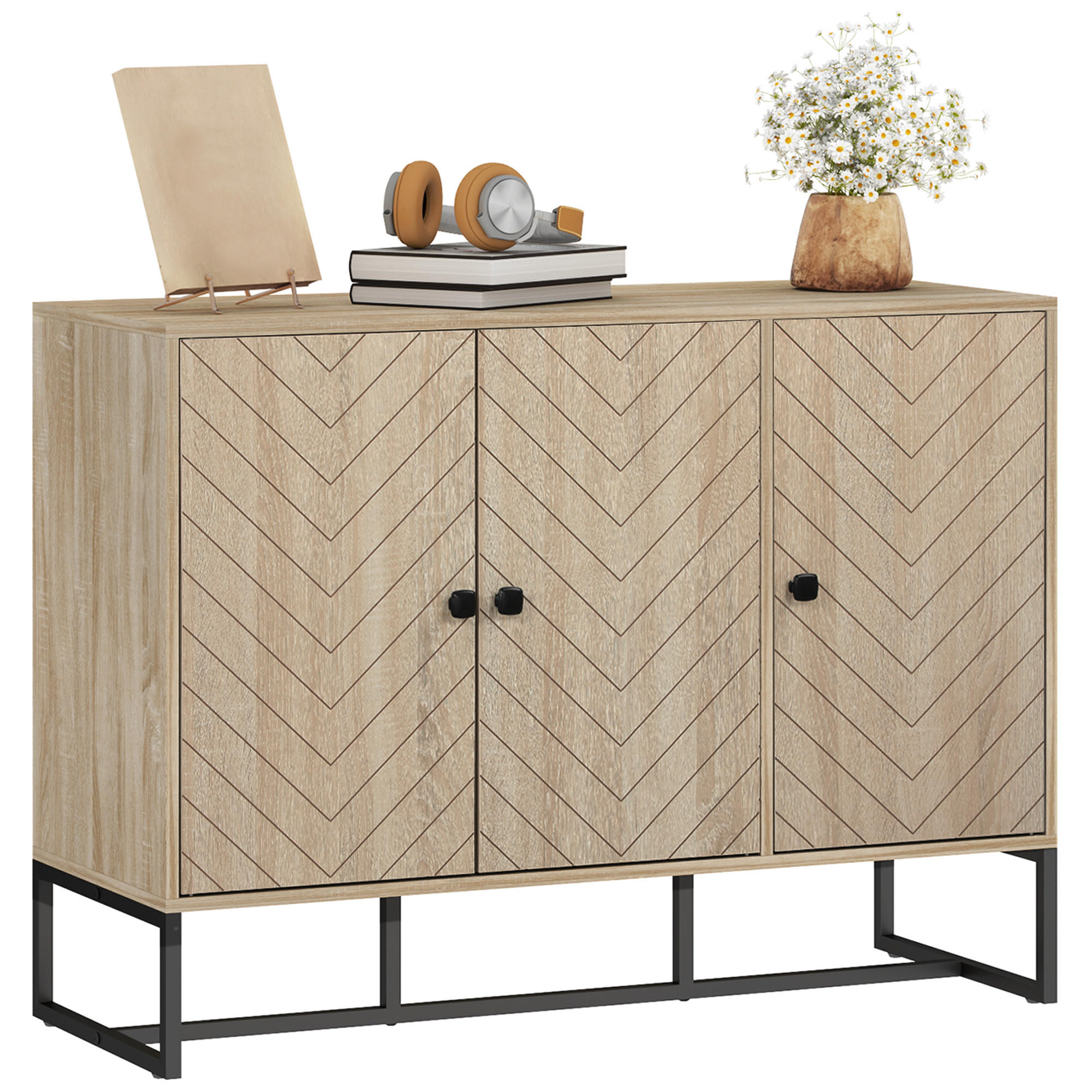 SIDEBOARD Eiche-Optik, 2 Türen, 108/40/80 cm - Eichefarben, Holz (108/80/40cm) - PANGIVO