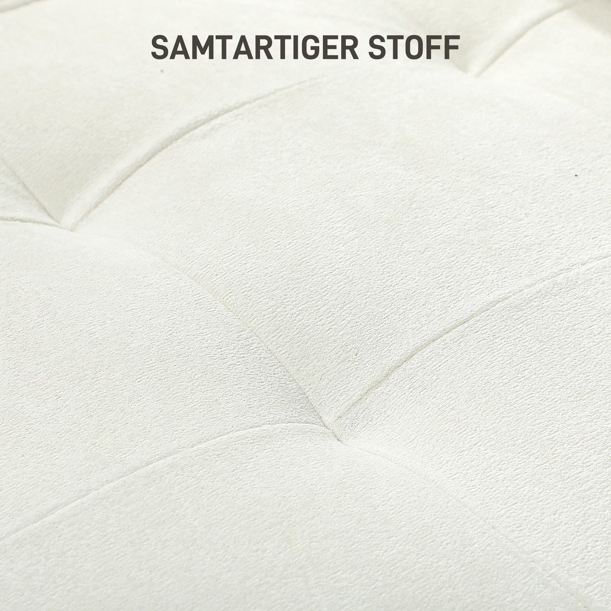 3-SITZER Sofa, Couch mit Armlehnen, Getufteter Rückenlehne, Samtoptik, Creme - Creme/Naturfarben, Holz/Textil (79/82/185cm) - HOMCOM