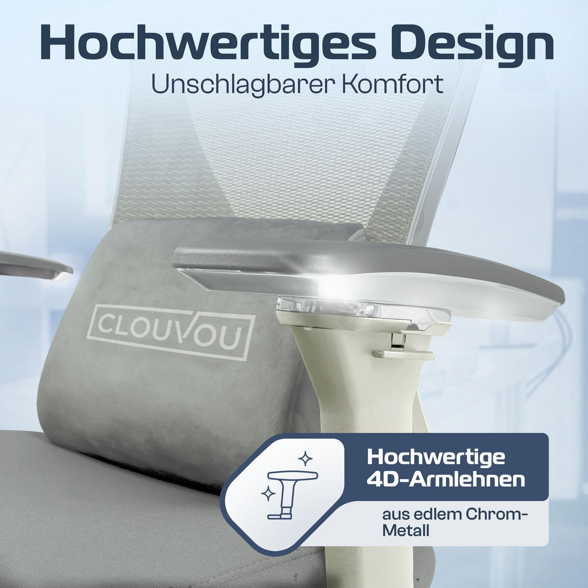 BÜROSTUHL CleverSeat Creme-Weiß - Beige/Silberfarben, Kunststoff/Textil (70/134/70cm) - Clouvou