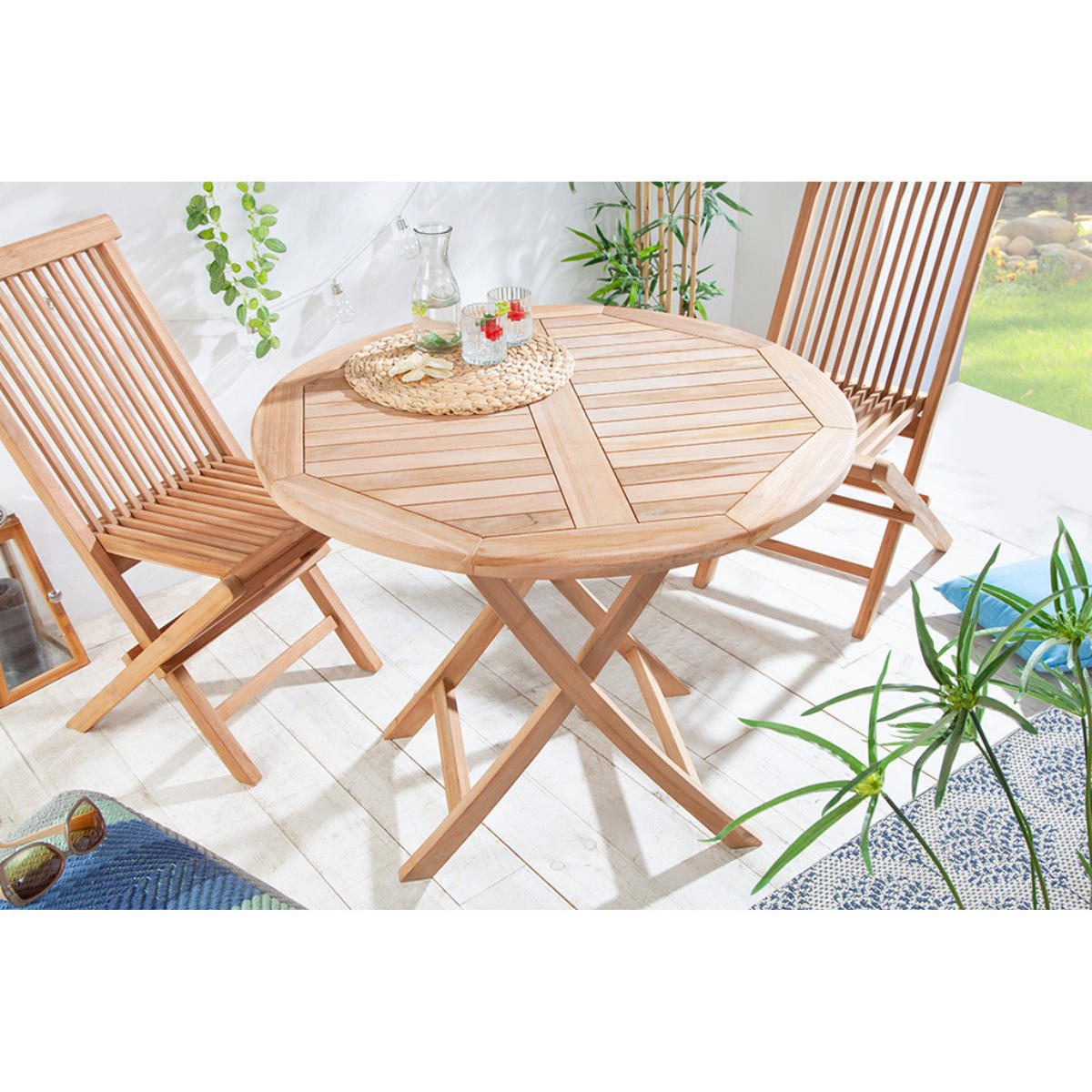 GARTENTISCH EMPIRE TEAK Teakholz rund Natur 90 cm - Braun, Holz (90/90/75cm) - riess-ambiente