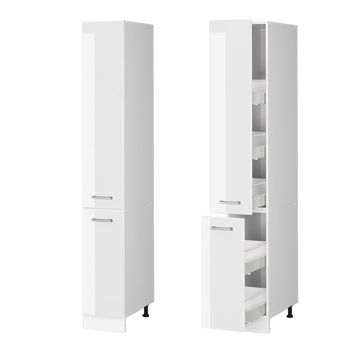 HOCHSCHRANK R-Line Weiß Hochglanz 30 cm mit Türen - Weiß Hochglanz/Weiß, Holzwerkstoff (30/207/57.2cm) - Vicco