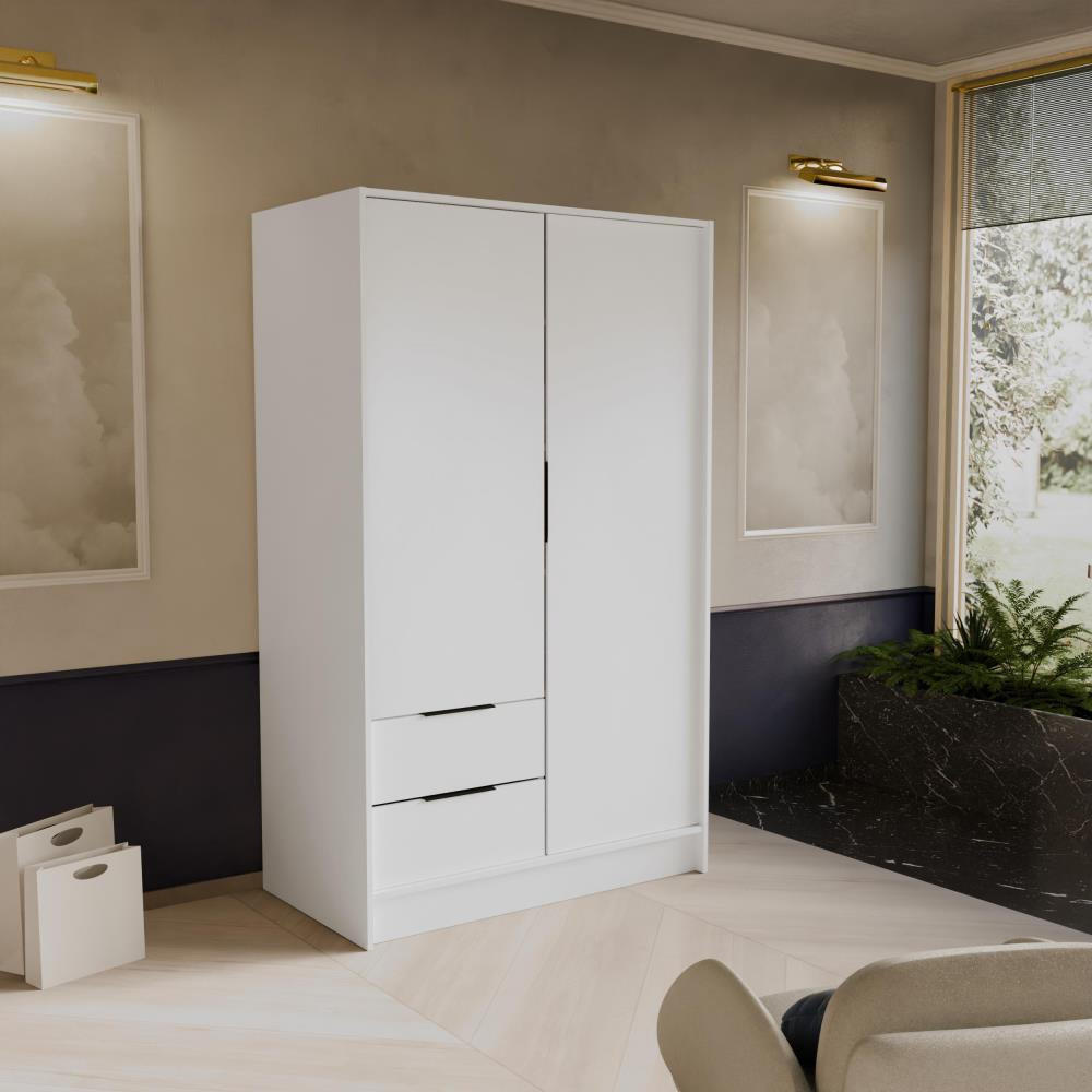 DREHTÜRENSCHRANK Niko 100/51/200 cm weiß - Schwarz/Weiß, Holzwerkstoff (100/200/51cm) - Beautysofa