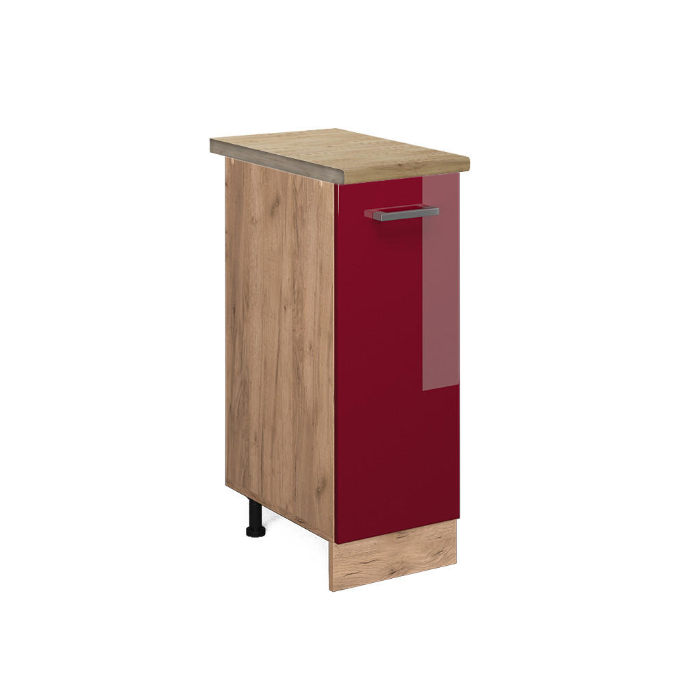 APOTHEKERSCHRANK R-Line Bordeaux Hochglanz 30 cm, AP Eiche - Bordeaux/Eiche Wotan, Holzwerkstoff (30/81.6/60cm) - Vicco
