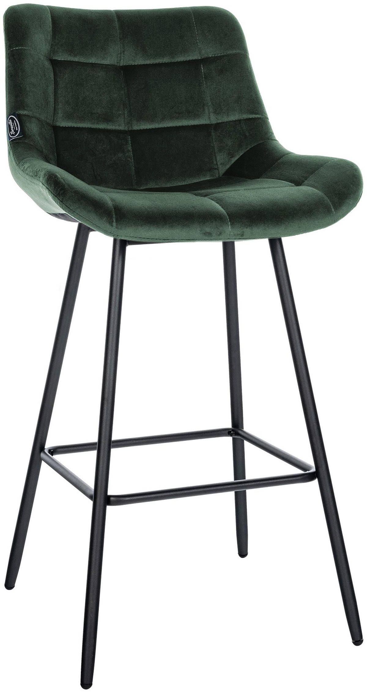 BARHOCKER Welton Samt dunkelgrün - Schwarz/Grün, Textil/Metall (49/104/56cm) - TPFLiving