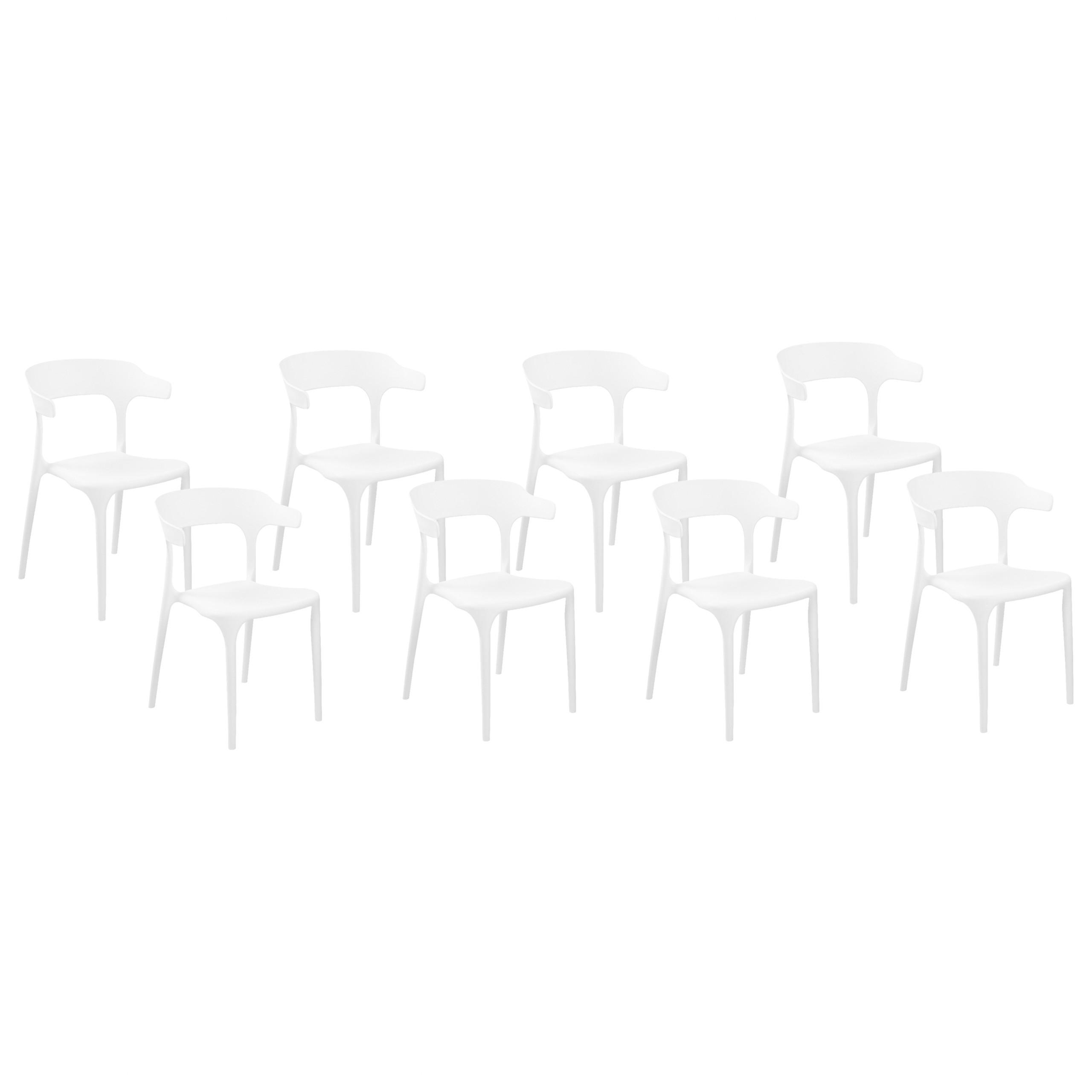 GARTENSTÜHLE 8er-Set Kunststoff weiß Gubbio - Weiß, Kunststoff (50/76/49cm) - Beliani