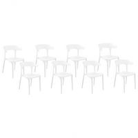 GARTENSTÜHLE 8er-Set Kunststoff weiß Gubbio - Weiß, Kunststoff (50/76/49cm) - Beliani