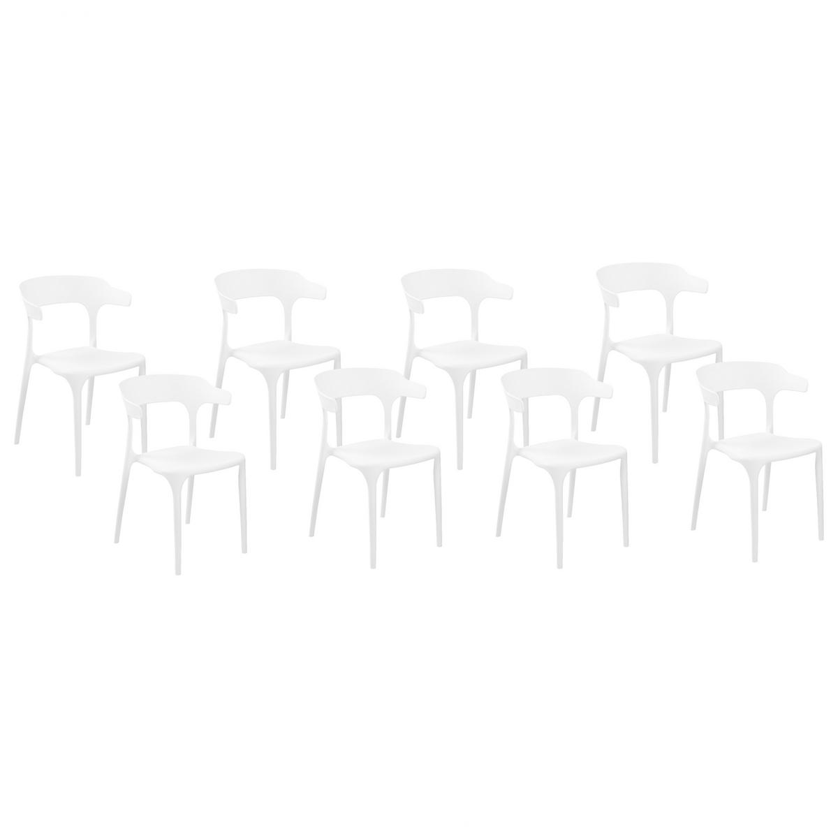 GARTENSTÜHLE 8er-Set Kunststoff weiß Gubbio - Weiß, Kunststoff (50/76/49cm) - Beliani