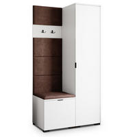 GARDEROBENSCHRANK LORI 95/181/51 cm Modern Garderobe-Set Weiß - Weiß/Braun, Holzwerkstoff (95/181/51cm) - MASSENO