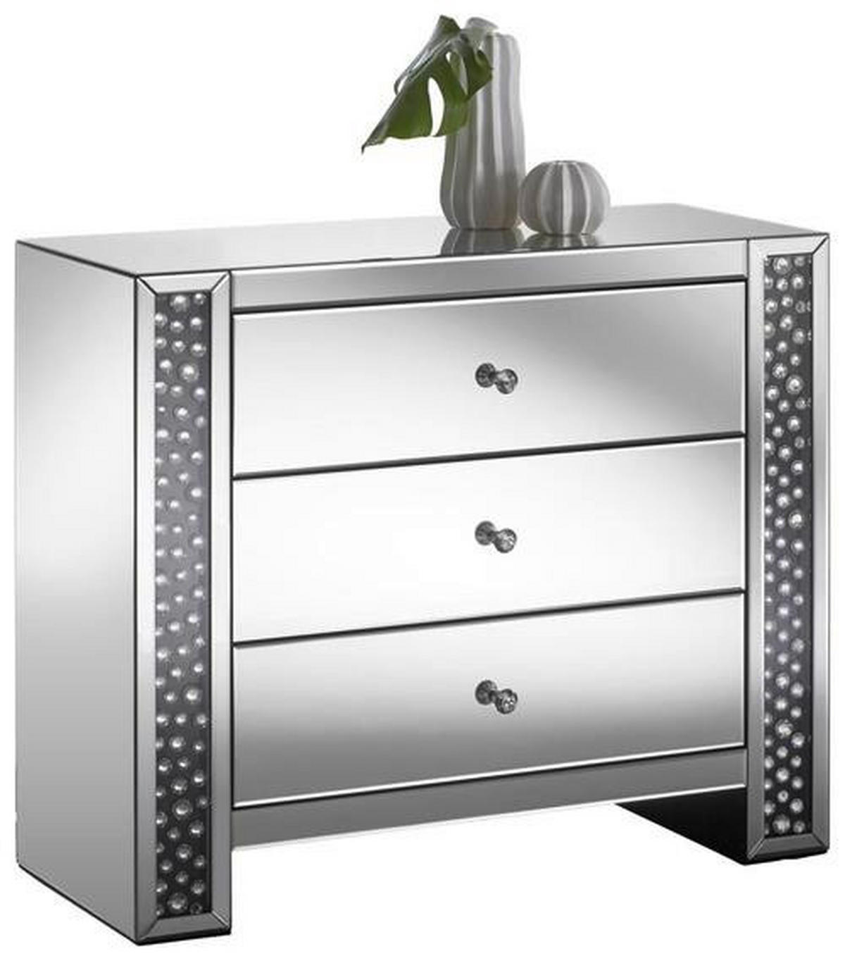 COMODĂ 95,5/80,5/40 cm  - argintiu/negru, Design, sticlă/material pe bază de lemn (95,5/80,5/40cm) - Xora