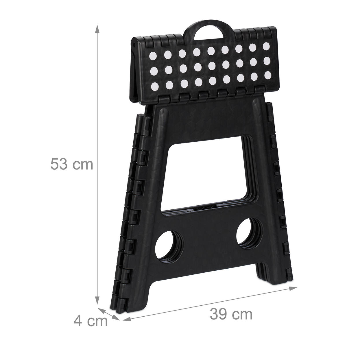 KLAPPHOCKER - Schwarz, Kunststoff/Textil (39/39/32cm) - Relaxdays