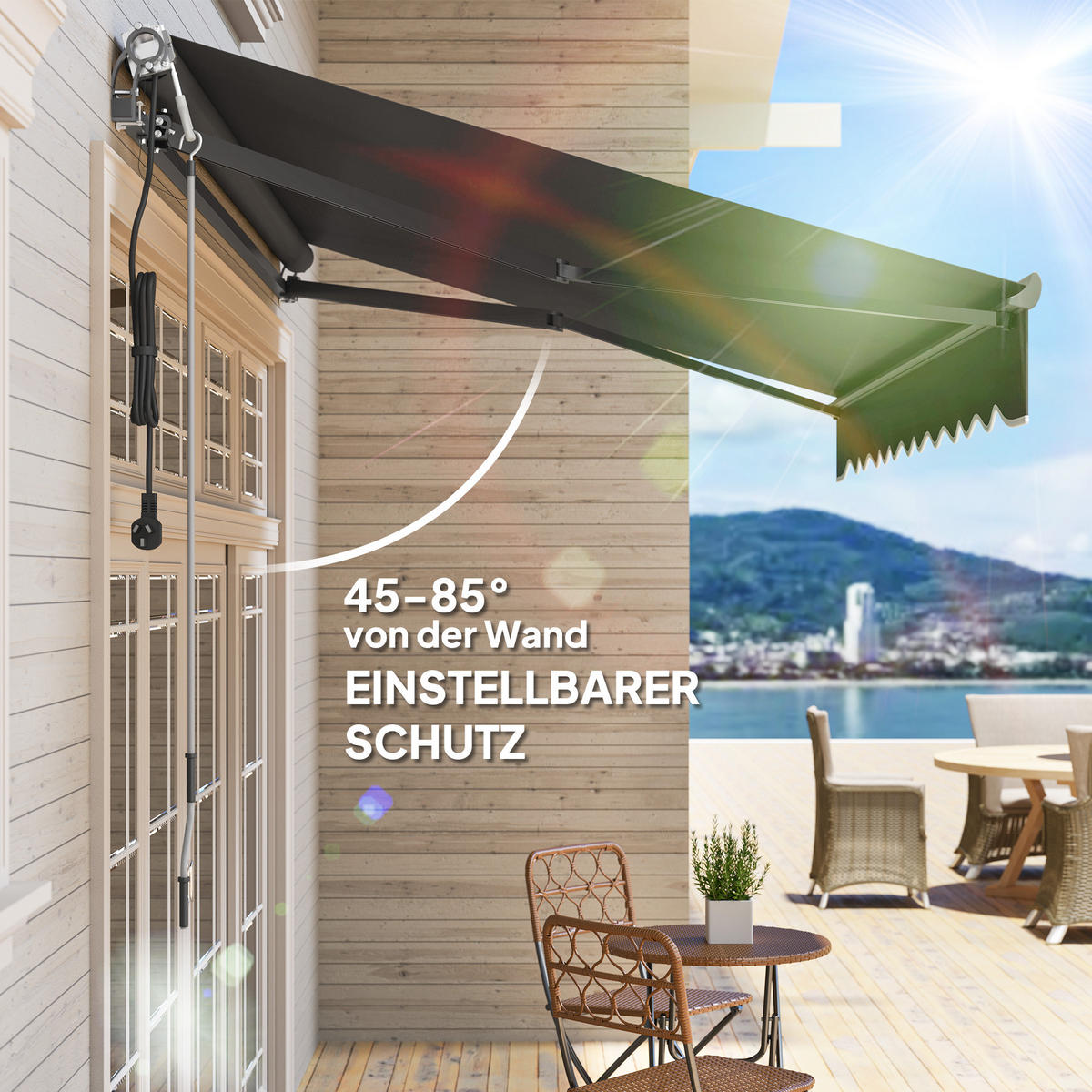 MARKISE elektrisch höhenverstellbar - Dunkelgrau, Metall (250/150/296cm) - Outsunny