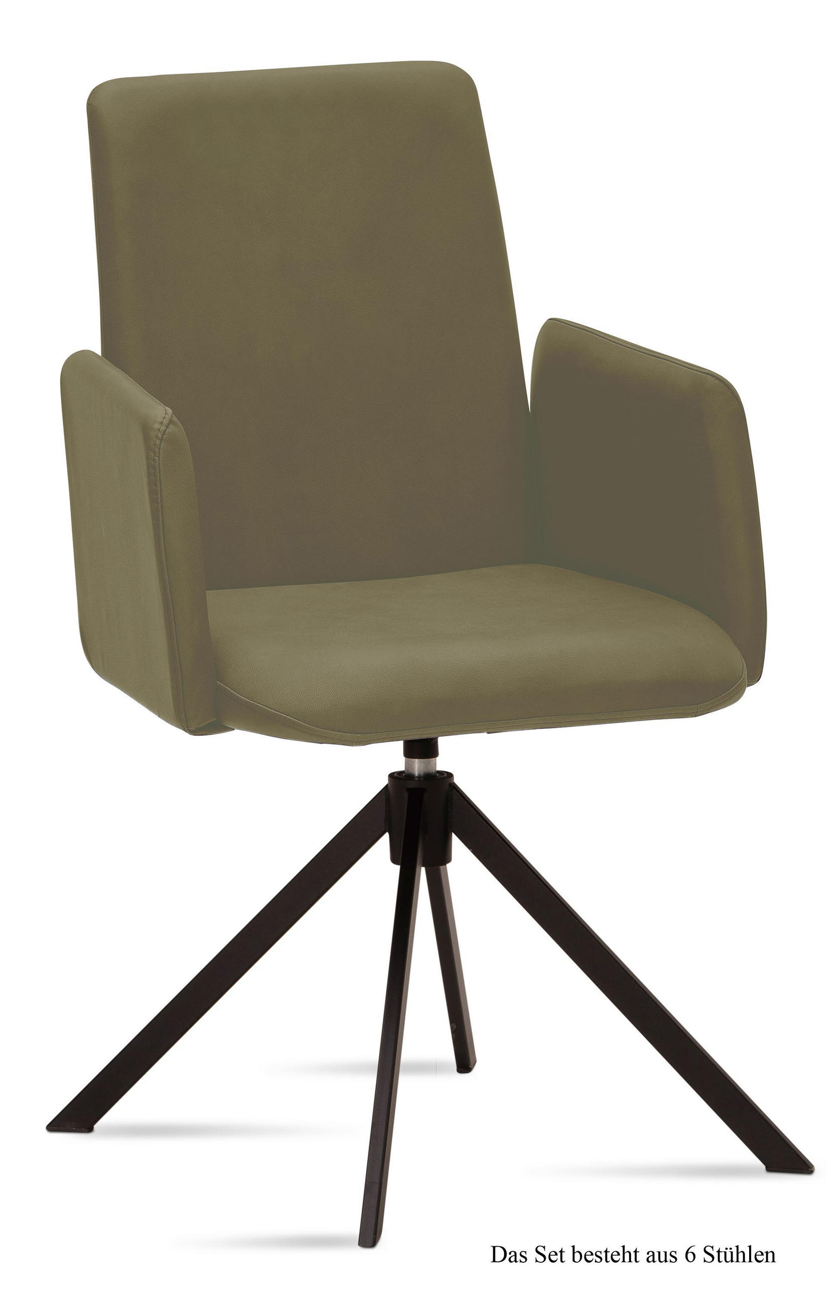 ARMLEHNSTUHL drehbar (6er-Set) Deasia 52x92x60 Schwarz/Olivgrün - Schwarz/Olivgrün, Kunststoff (60/92/52cm) - 58aufmkessel