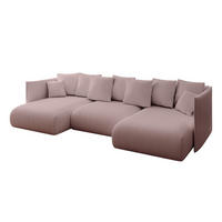 WOHNLANDSCHAFT mit Schlaffunktion und Bettkasten ONESK-U 304x165x40 Rosa Cord - Rosa, Holzwerkstoff/Kunststoff (304/90/165cm) - ALTDECOR