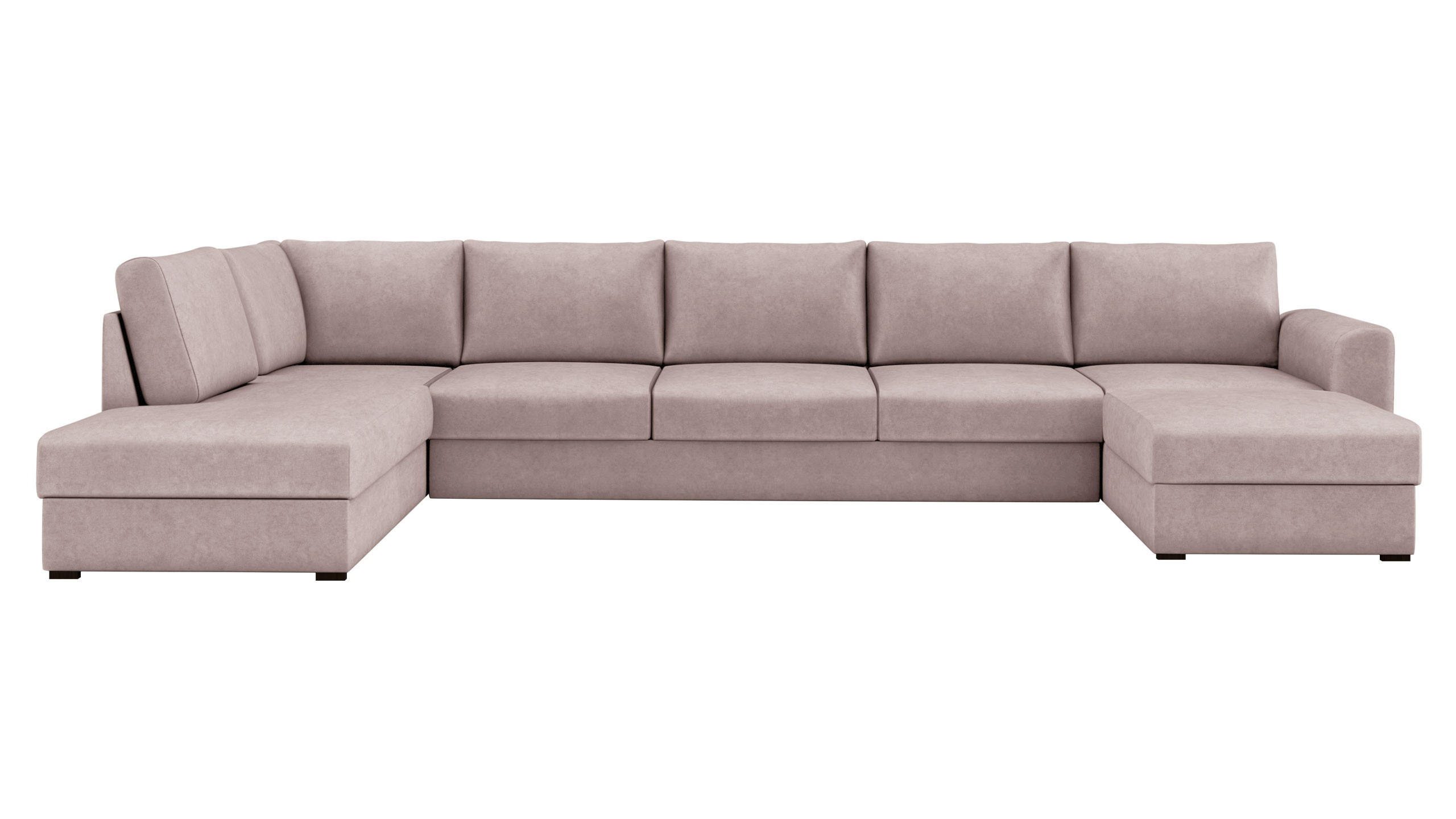 WOHNLANDSCHAFT Wilma Large Premium, Seite: Links - Hellrosa/Schwarz, Holz/Textil (370/85/186cm) - MIRJAN24