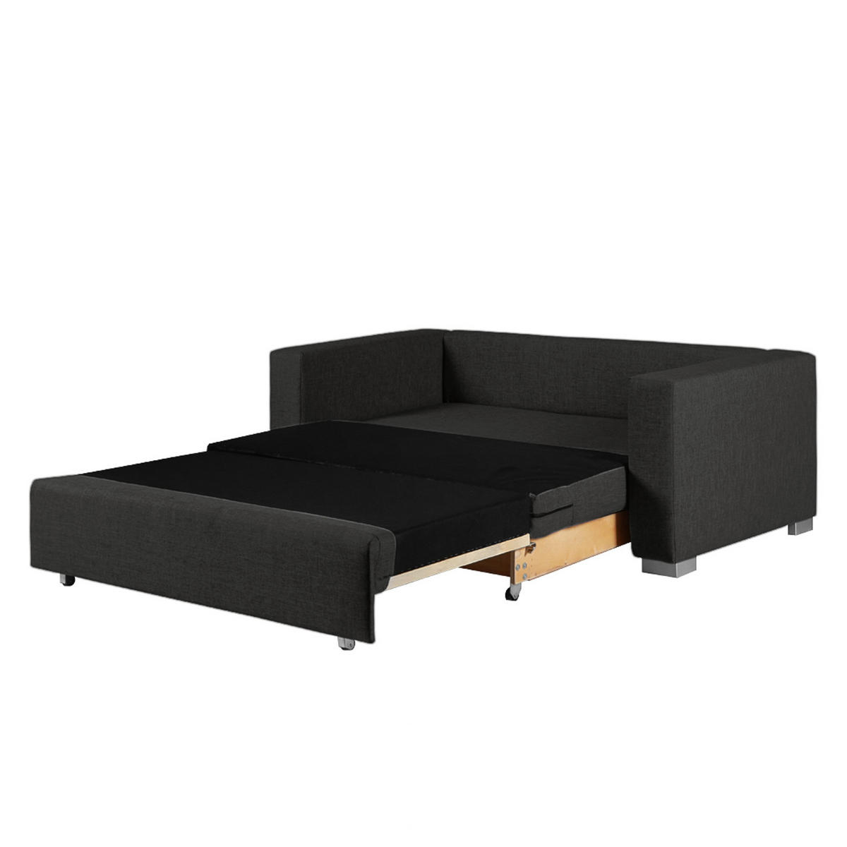 SCHLAFSOFA - Silberfarben/Schwarz, Textil (153/90/90cm) - home24