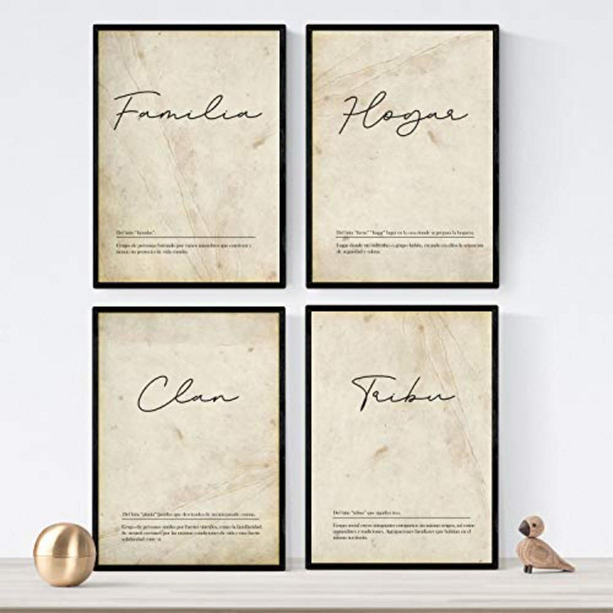 POSTER Set mit 4 Wortdefinitionen für Familie Nordic Weißen A3 Rahmenlos - Klar, Papier (29.7/3cm) - Nacnic
