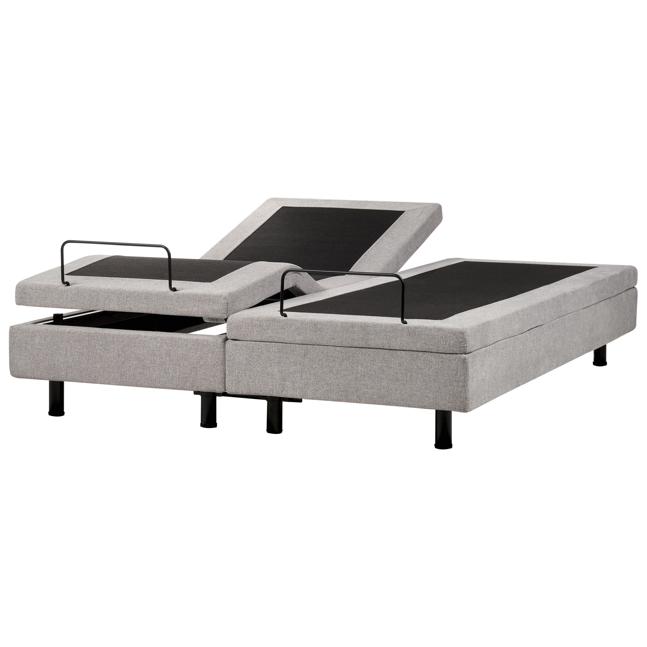 VERSTELLBARESBETT 160/200 cm Hellgrau Duke II - Hellgrau/Schwarz, Textil (160/200cm) - Beliani
