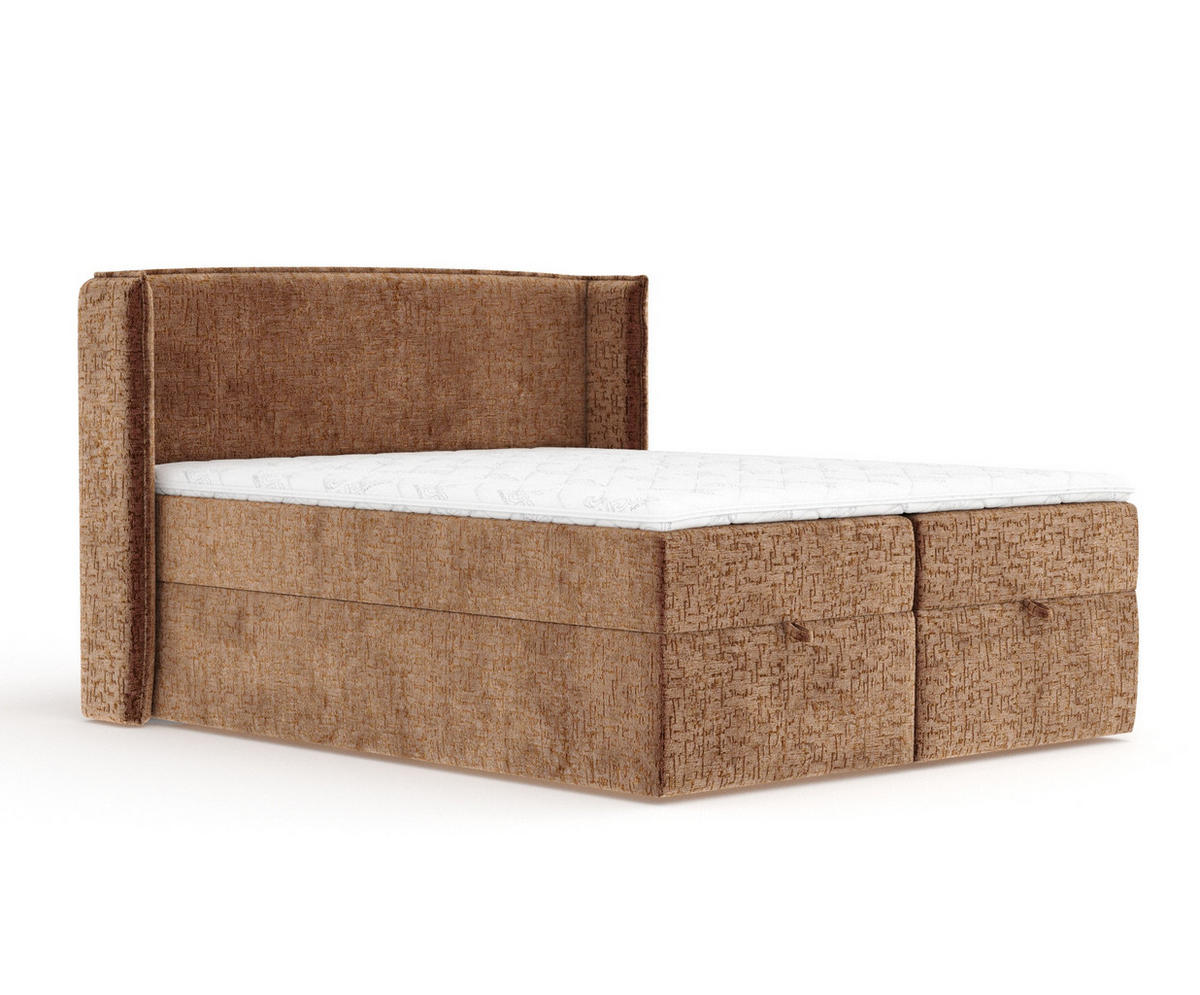 BOXBETT Passion Kupfer 140/200 cm mit Matratze und Topper - Schwarz/Kupferfarben, Holz/Holzwerkstoff (140/200cm) - Maison de Reve