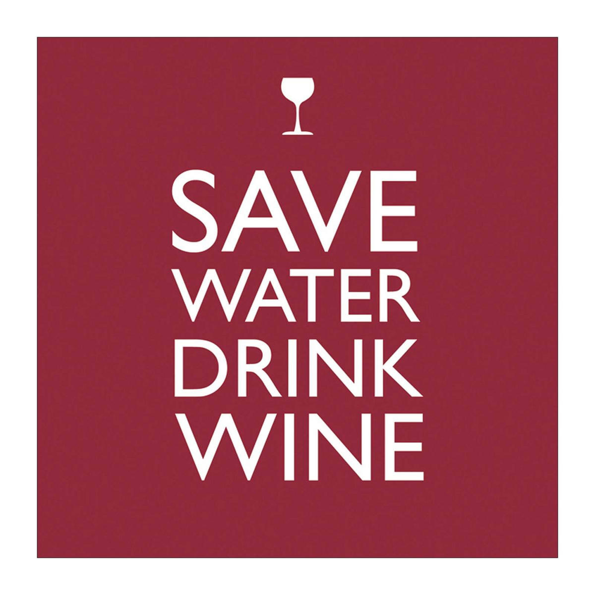 PAPIER SERVIETTEN Save Water Drink Wine 33 x 33 cm 20er Set - Rot, Papier (33/33cm) - PPD