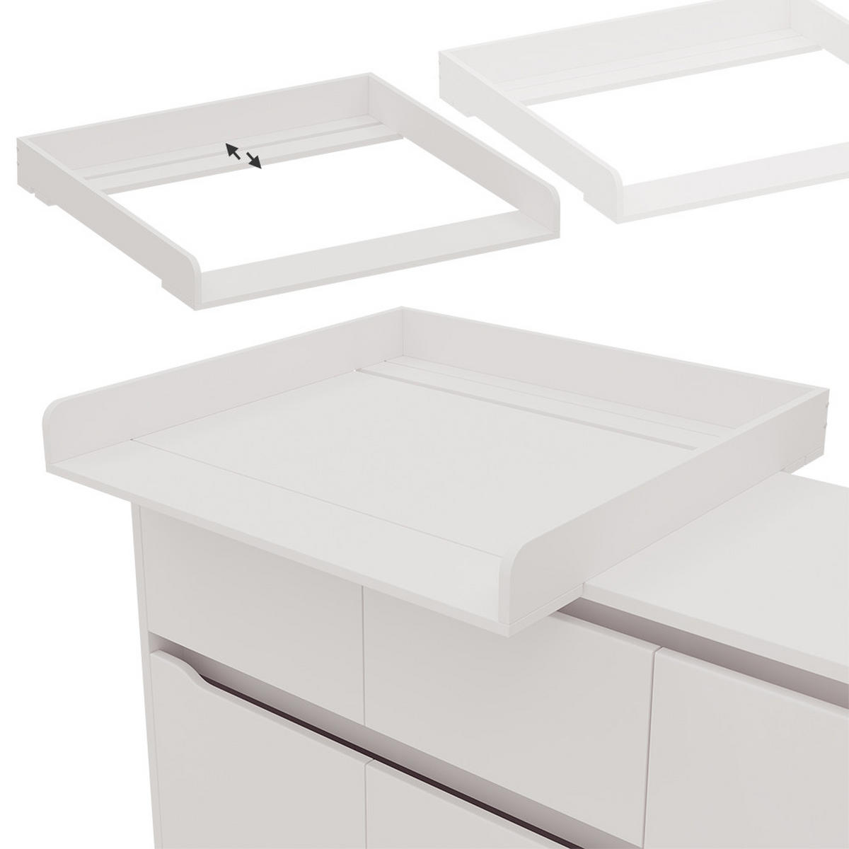 WICKELAUFSATZ Weiß 80 x 10 cm für die Kommode - Weiß, Holzwerkstoff (80/10/76cm) - Vicco