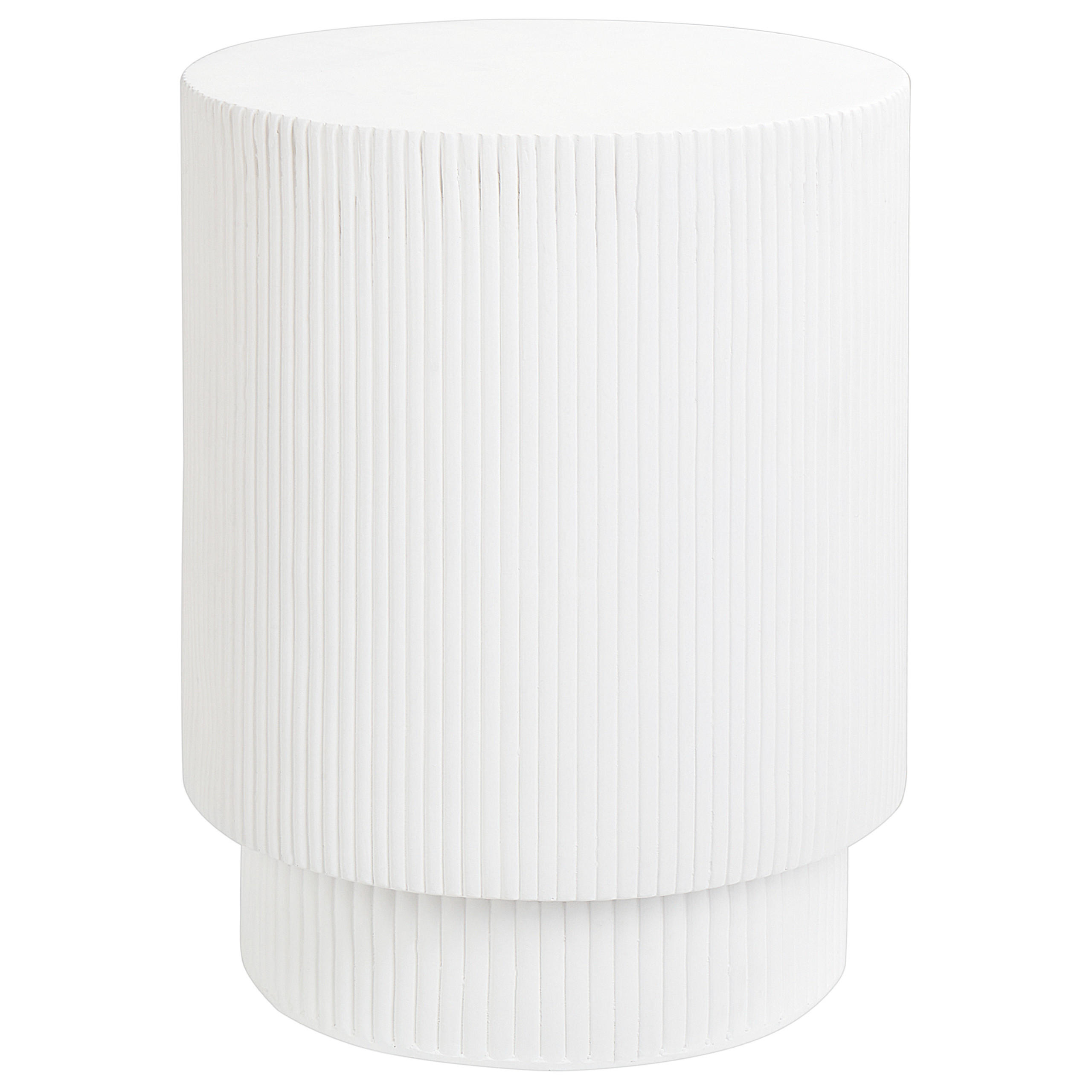 BEISTELLTISCH Beton weiß rund 35 cm Biccari - Weiß, Stein (35/35/45cm) - Beliani