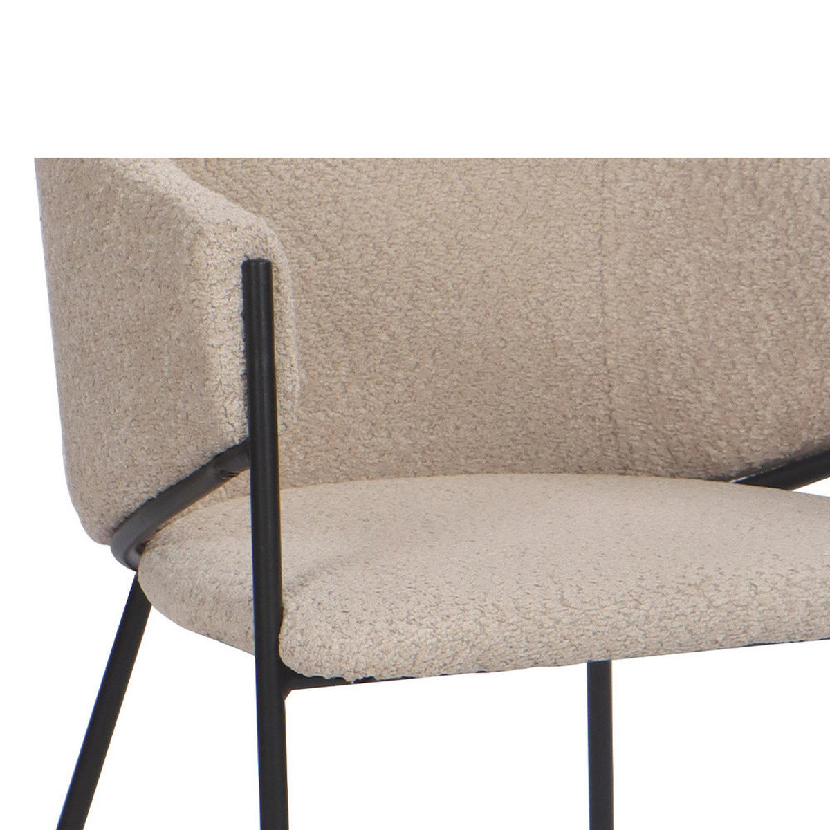 STUHL BUENO gespolsterter - beige - Glamour Chenille - Beige/Schwarz, Textil/Metall (55/83/56cm) - NEW HOME